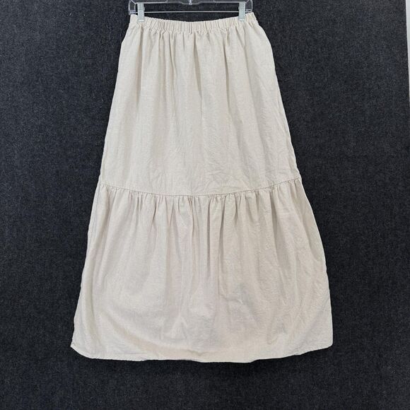Saks Fifth Avenue Dresses & Skirts - Saks Fifth Avenue Skirt Women's Small Beige Linen Cotton Tiered Maxi Boho